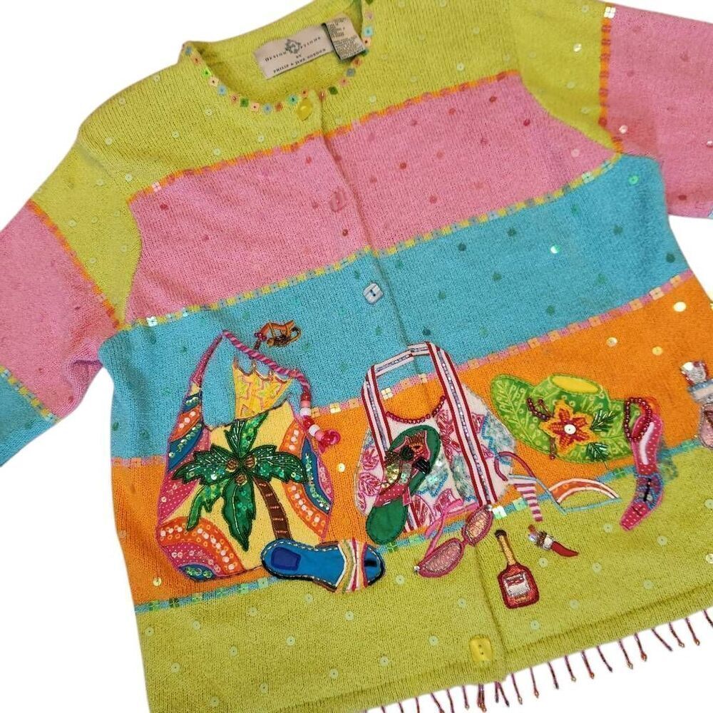 Vintage Sweater Cardigan Womens Medium Design Options By Philip Jane Gordon Beac